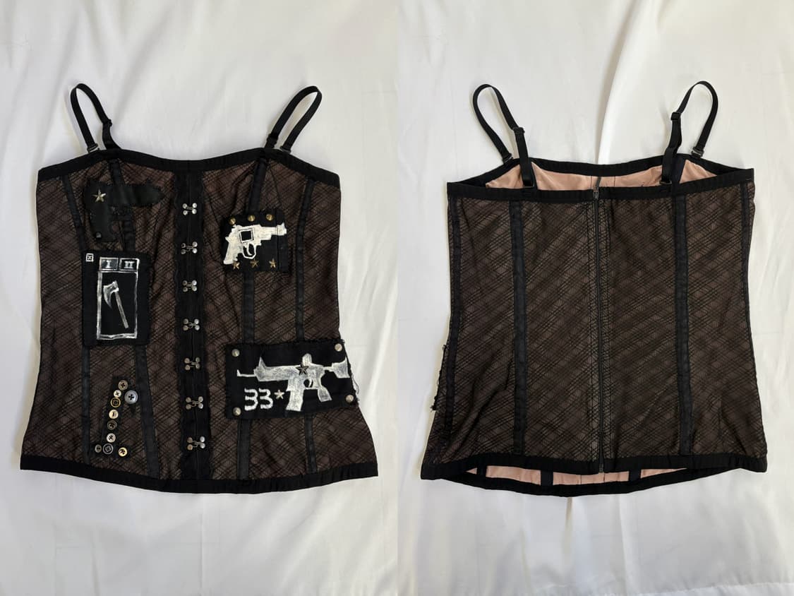 Custom🐾)Gun-tattoo collage slip top 상품이미지1