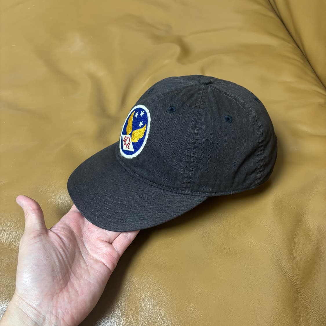 RRL 더블알엘 랄프로렌 폴로 블랙 6패널 볼캡 윙캡 모자 (Black) 상품이미지4