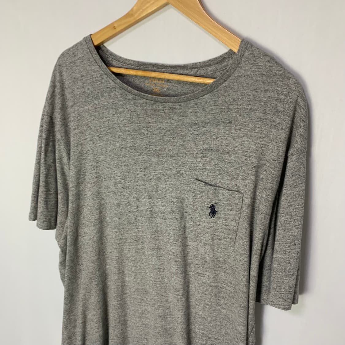 폴로 랄프로렌 포니 로고 포켓 반팔 티셔츠 빈티지 그레이 2XL 루즈핏 상품이미지3