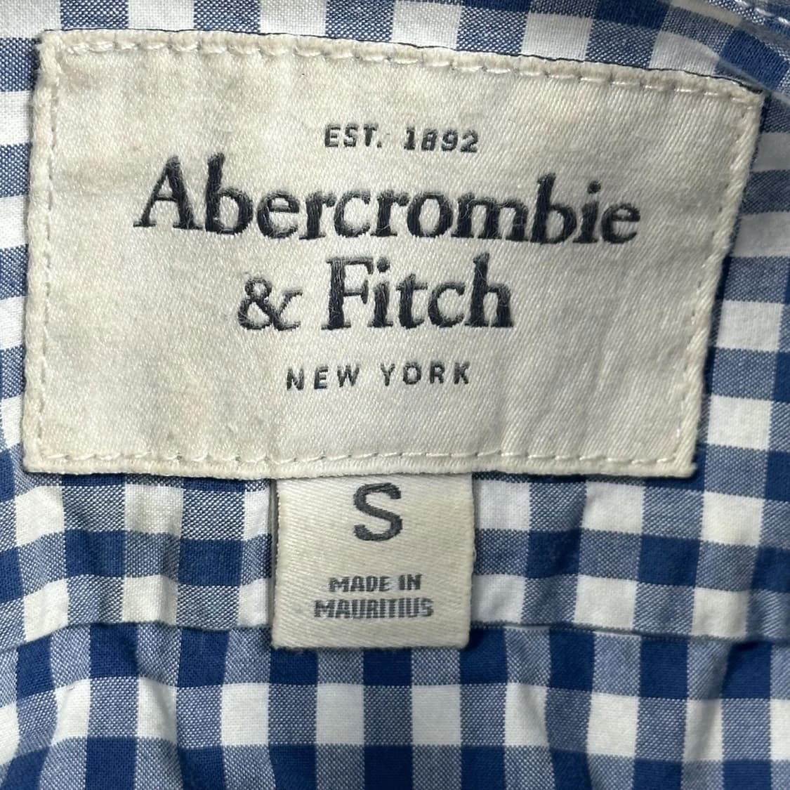 아베크롬비 뉴욕 피치 블루 체크셔츠 (S) 상품이미지5