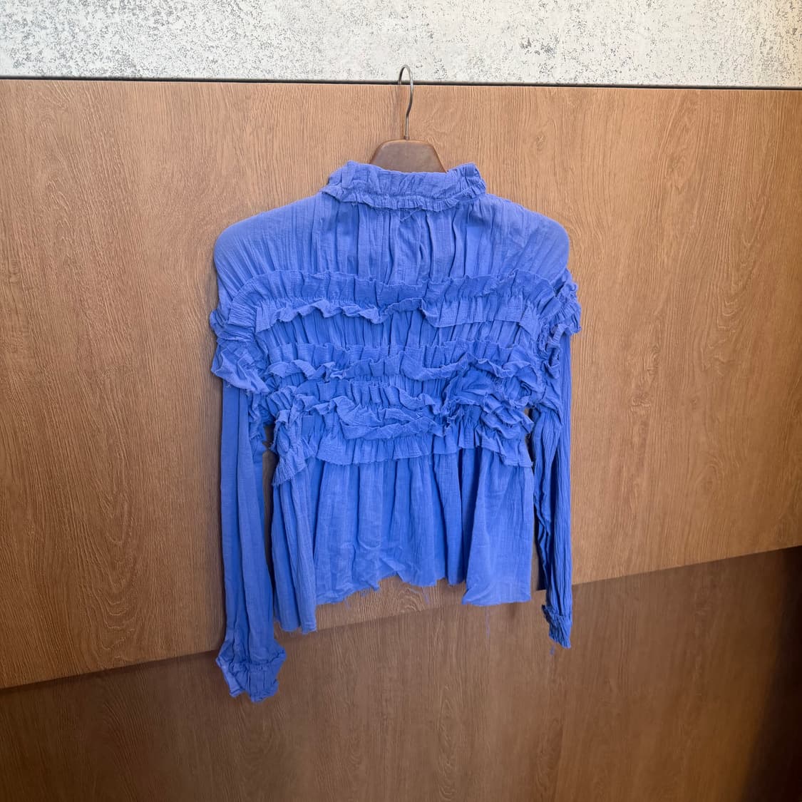 빈티지 러플 셔츠 블라우스 셔링 디테일 루즈핏 퍼플 상품이미지2