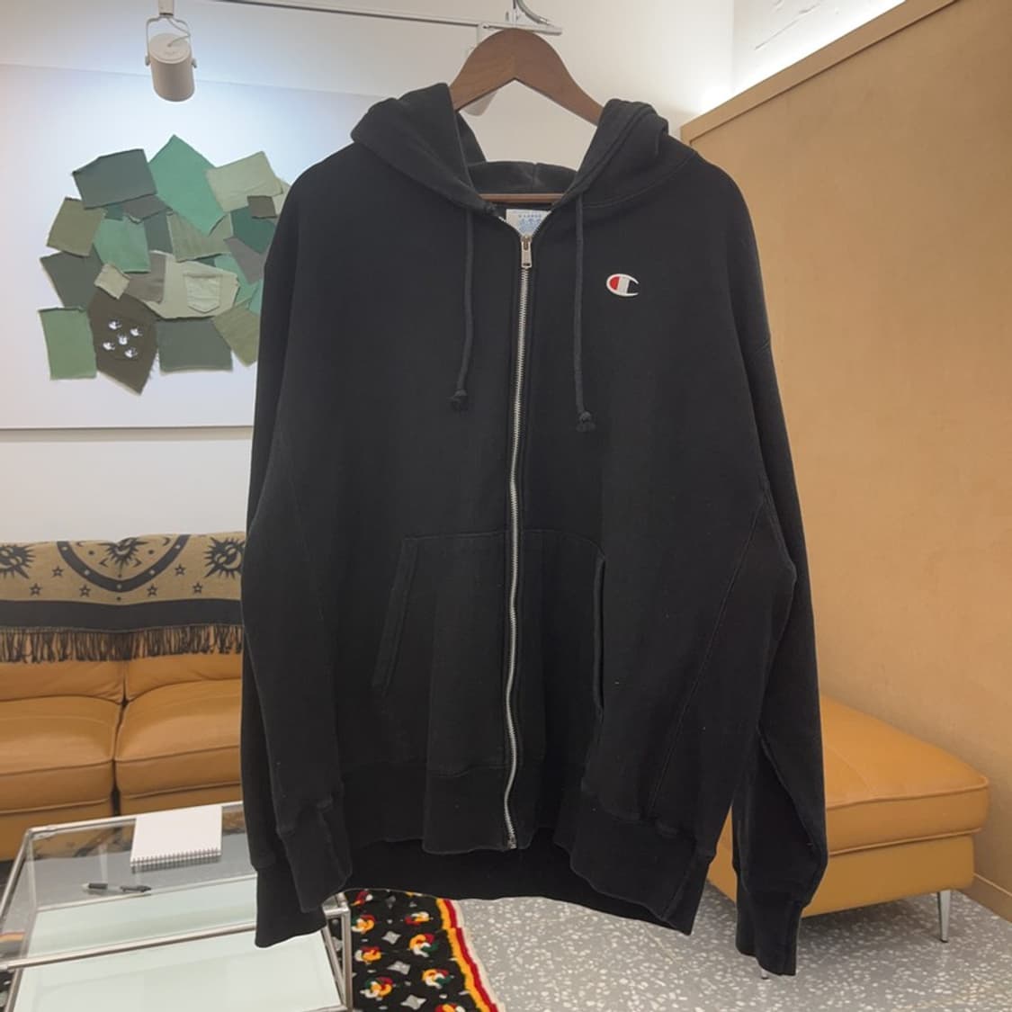 챔피온 리버스위브 빈티지 오버핏 블랙 후드집업 XL C06422 상품이미지3