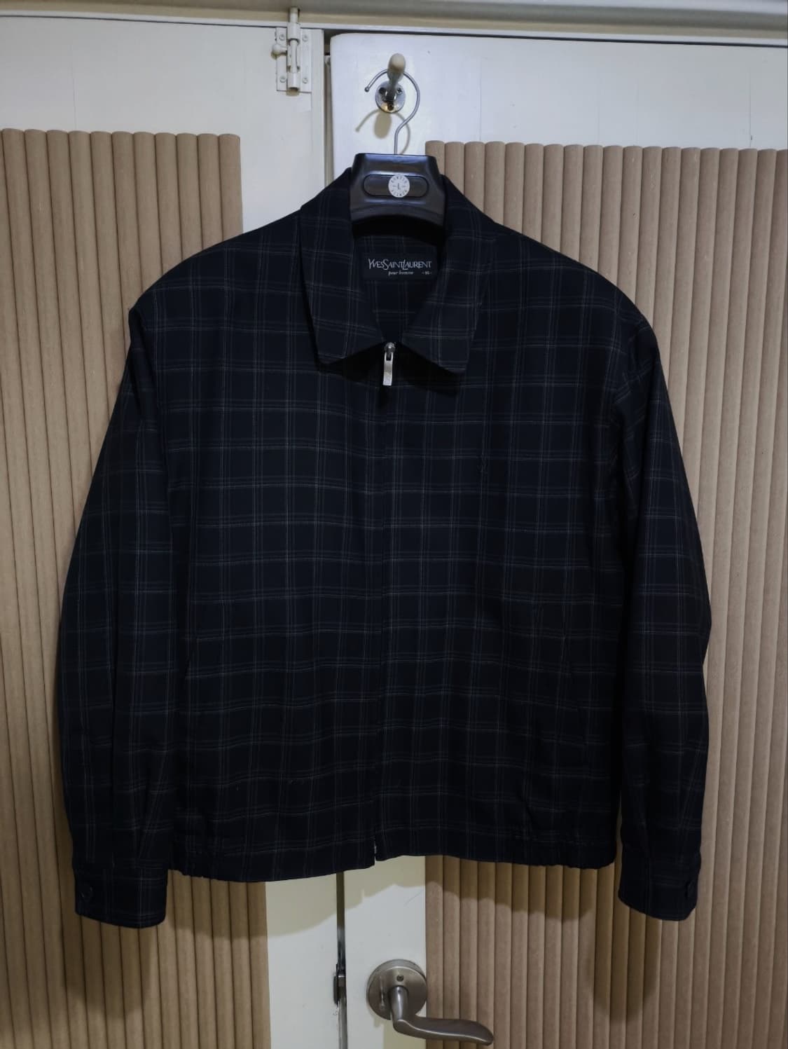 95 입생로랑 체크 레트로 블루종 봄버자켓 상품이미지5