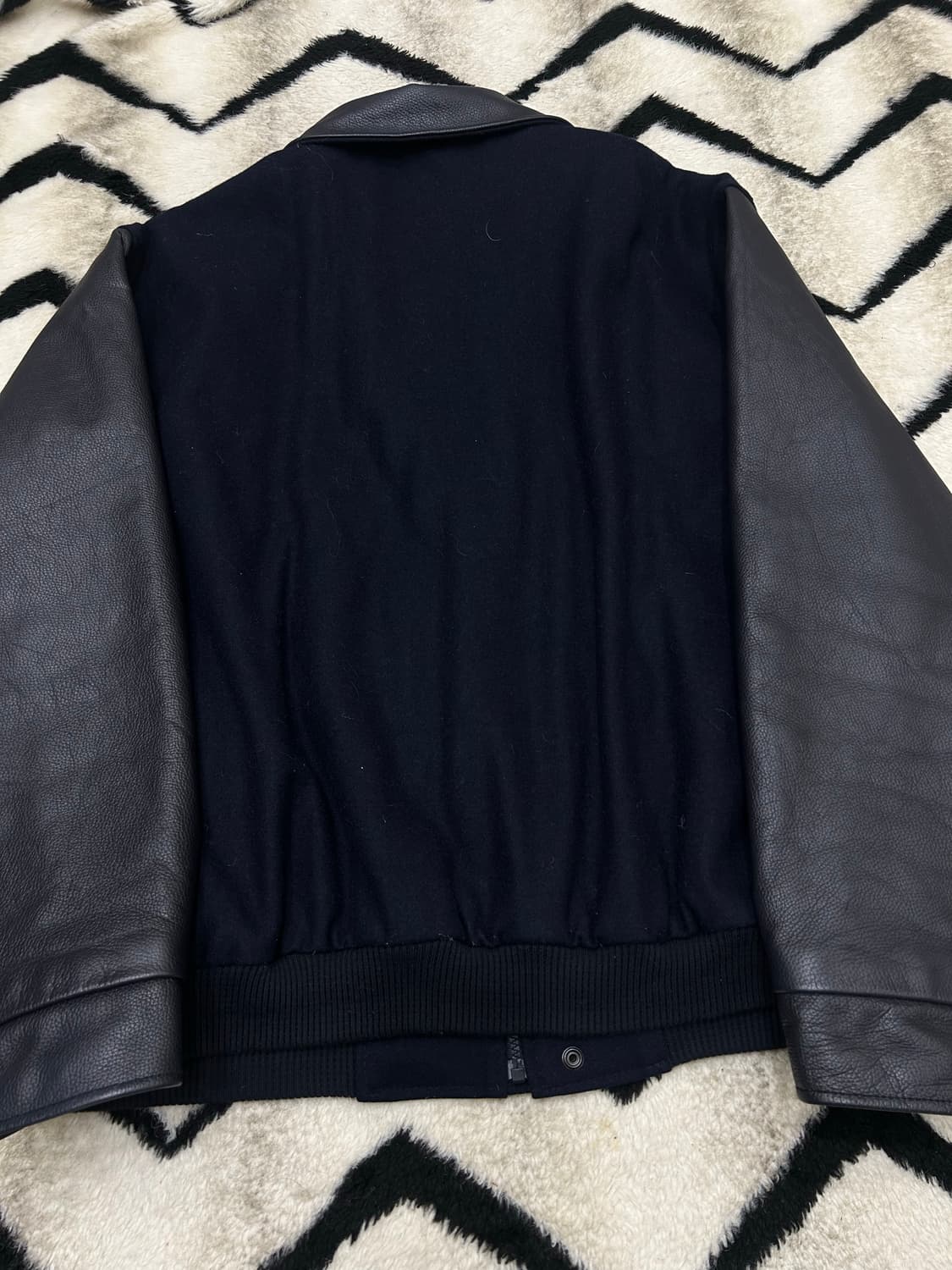 [실측2XL]North end 울 레더 바시티/네이비블랙 상품이미지5