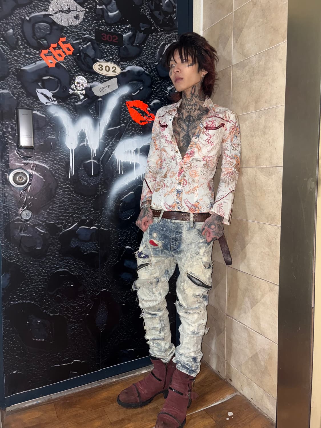 Western Scroll Print Shirt 상품이미지6