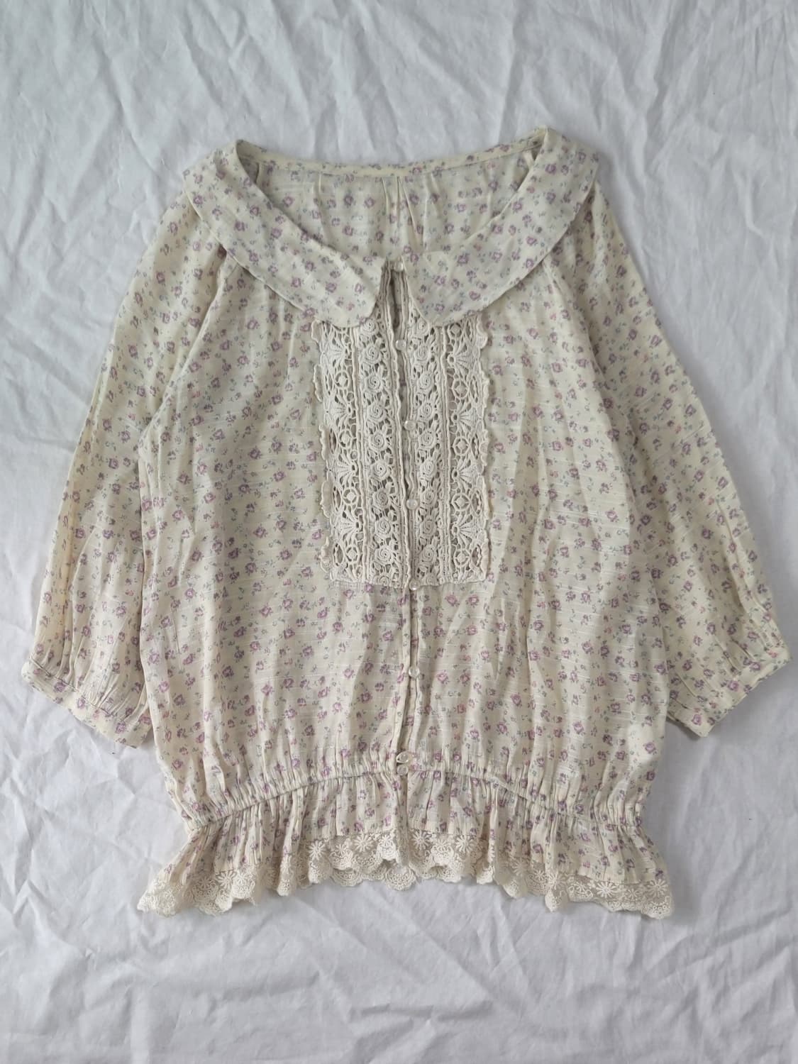 모리걸 플라워 벌룬 일본빈티지 블라우스 상품이미지1