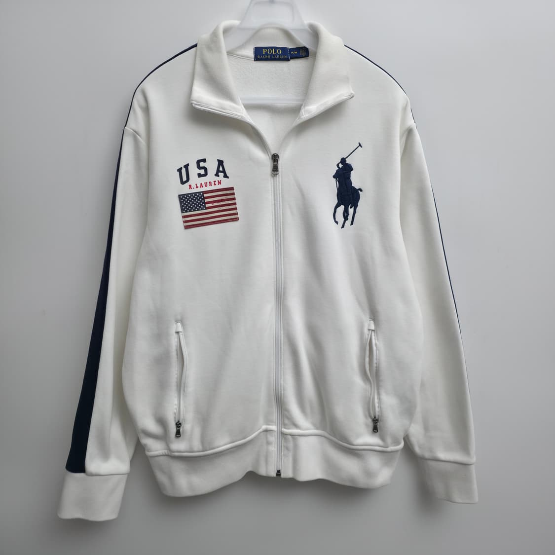 [M] 폴로 랄프로렌 USA 성조기 화이트 집업 상품이미지1