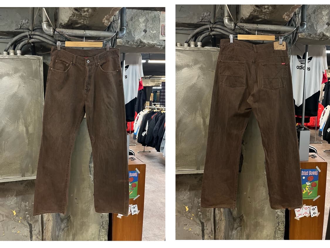 USA 게스 빈티지 자켓L 팬츠W34L32 셋업 브라운 #csz1989 상품이미지3