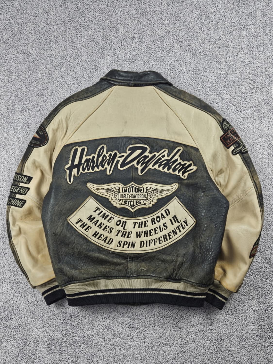 할리데이비슨 페이딩 배색 가죽 바시티 자켓 ( L ) / 10502 상품이미지1