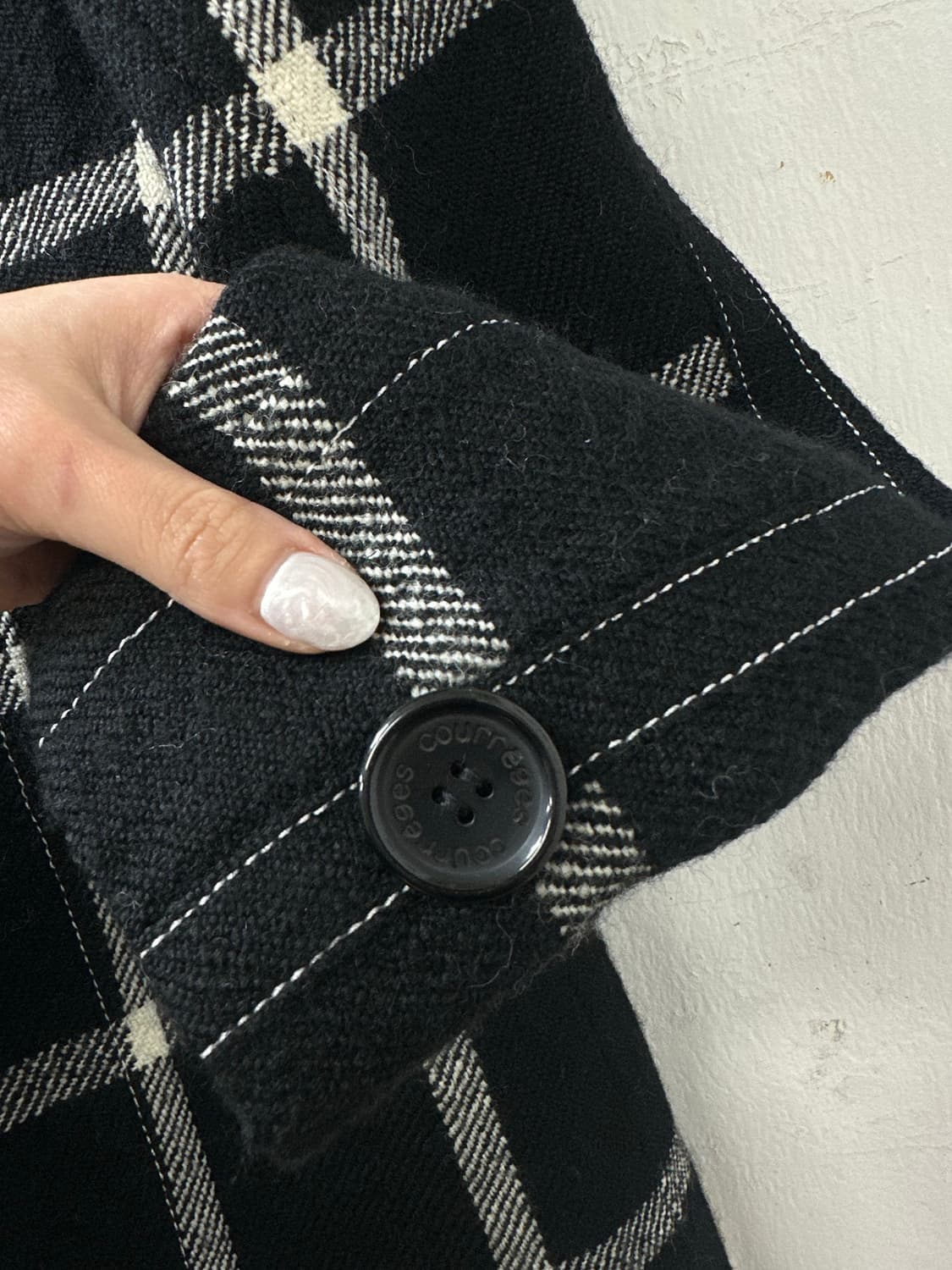 COURRÈGES 꾸레쥬 체크 울100% 더블 코트 japan 상품이미지6