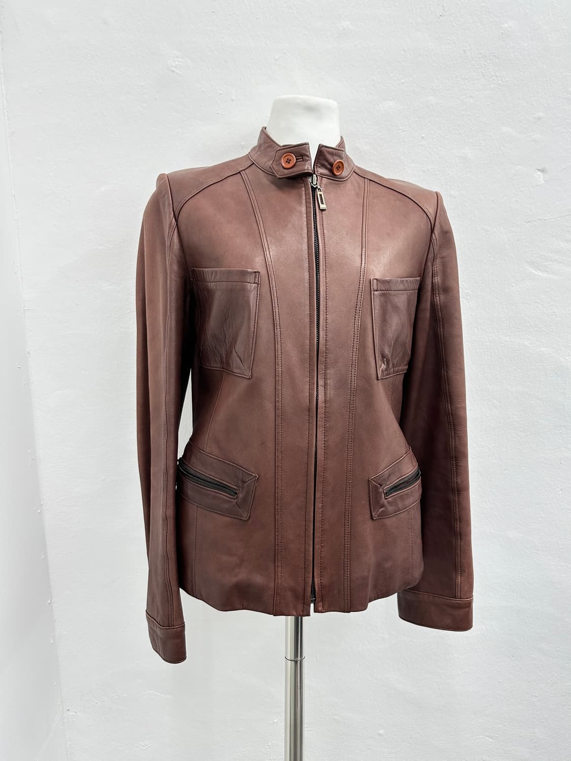 Red brown pocket lambskin jacket 상품이미지4