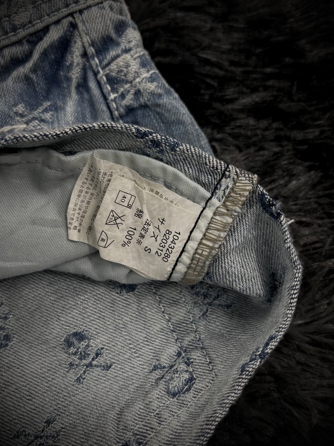 해골패턴 자수 화이트 워싱 연청 숏팬츠 상품이미지7