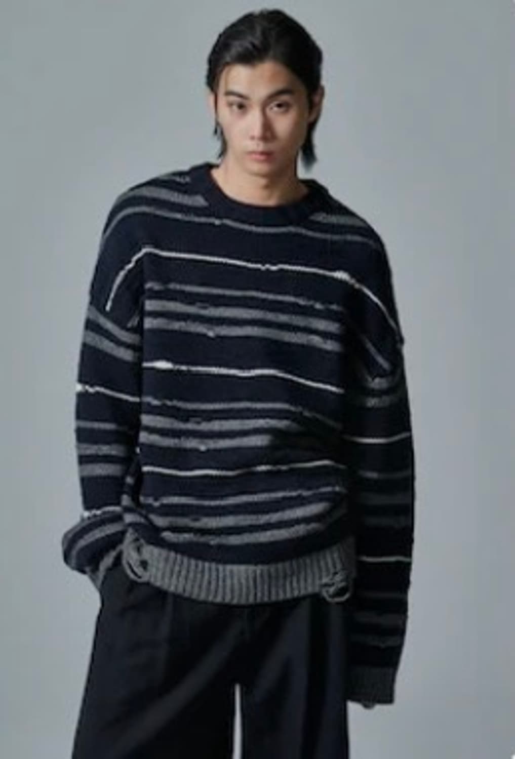 준지 스트라이프 니트 풀오버 네이비 상품이미지1