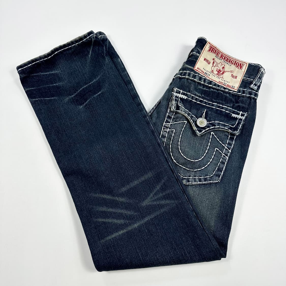 32 트루릴리전 USA 루즈핏 스트레이트 스티치 데님팬츠 상품이미지1