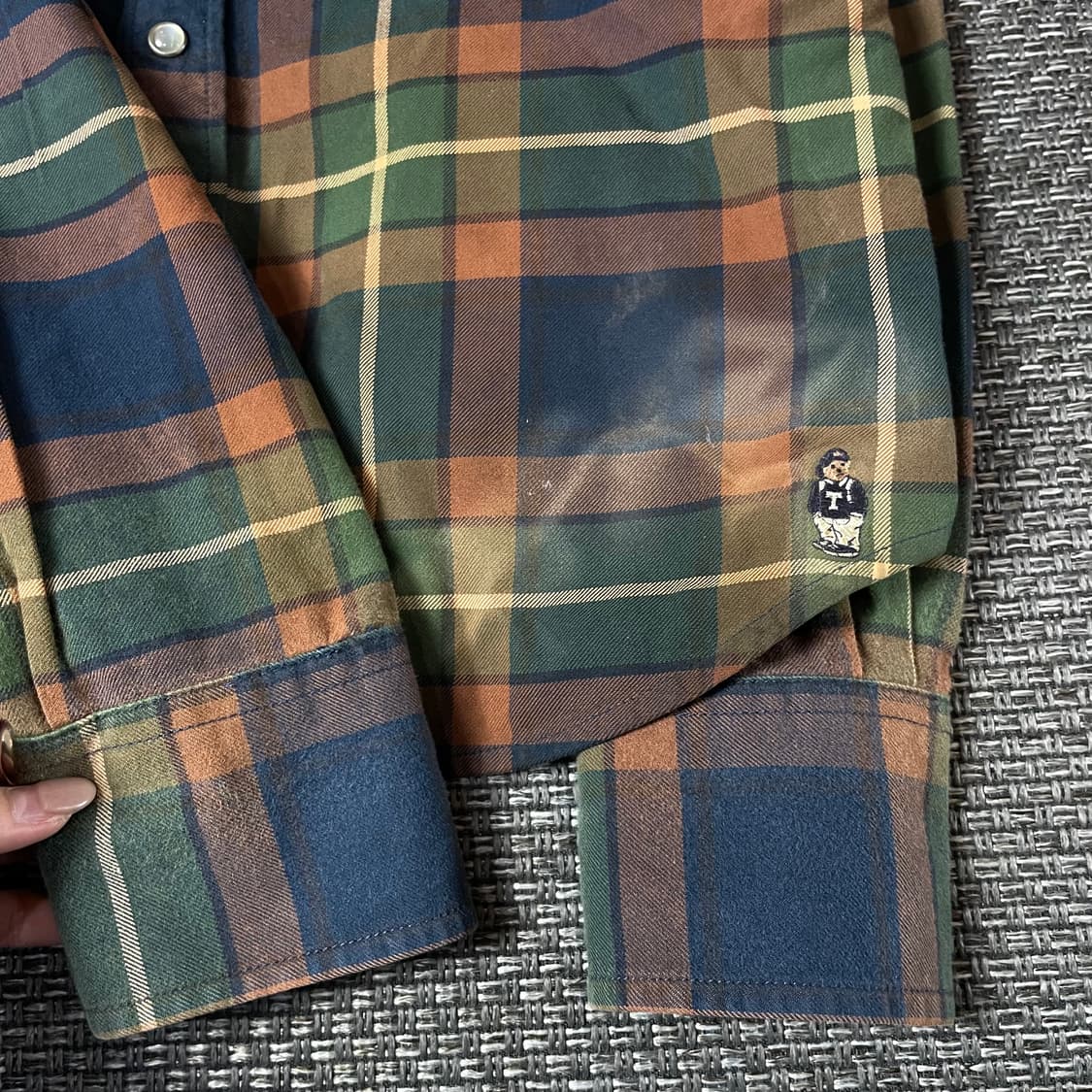 티니위니 브라운 그린 블루 체크 긴팔 셔츠 슬림핏 L 상품이미지6