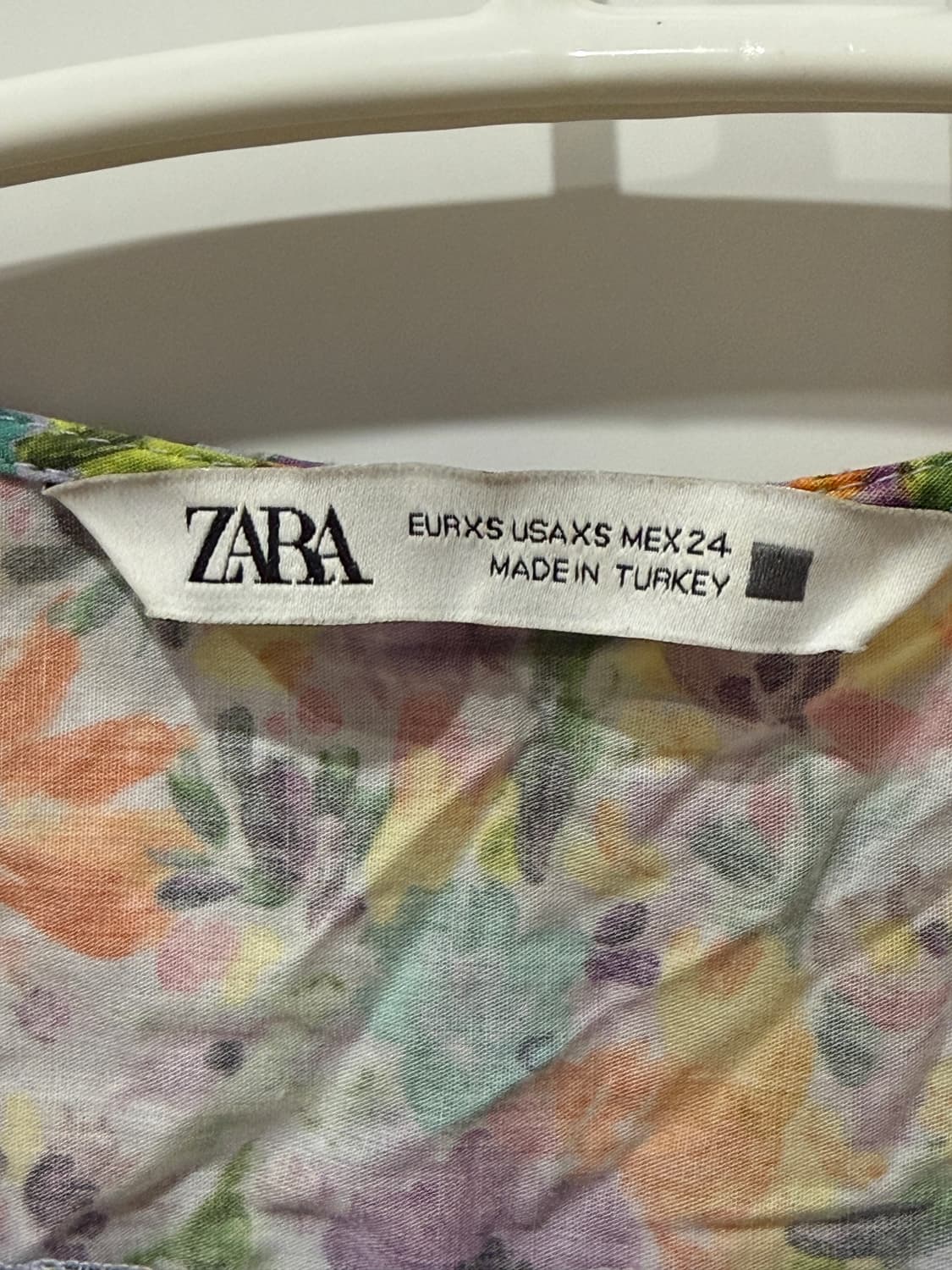 (1회착용) 자라 플로럴 퍼프 소매 셔링 미니 원피스 XS 상품이미지5