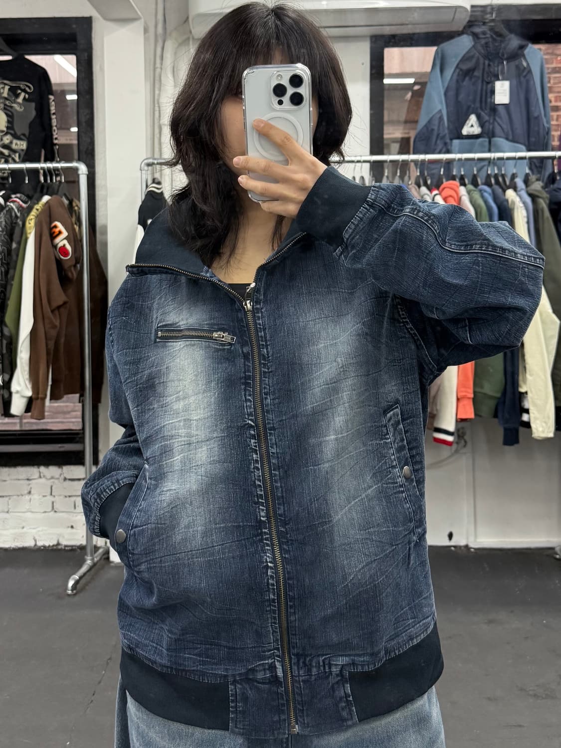 VTG 하이넥 후드 데님자켓 상품이미지3