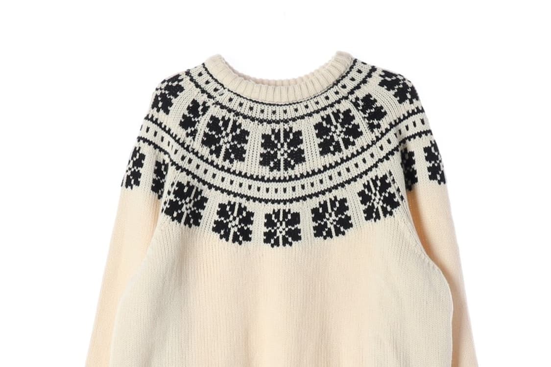 탭탭탭 크림 블랙 노르딕 패턴 라운드 니트 상품이미지3