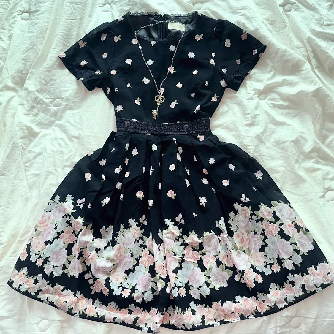 플라워 레이스 원피스 일본빈티지 모리걸 히메카지 로리타 하구미 페어리 상품이미지1