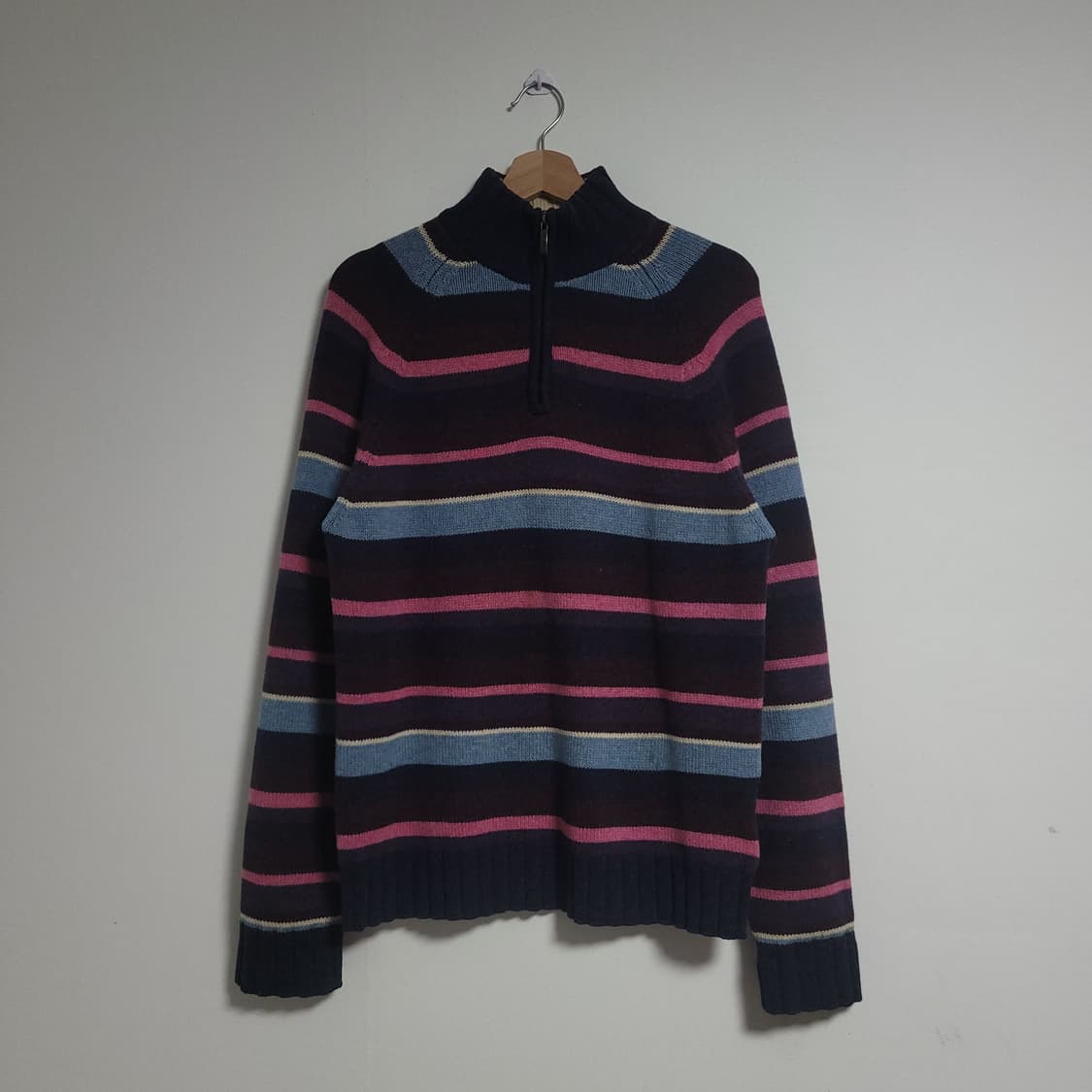 (M) 타미힐피커 스트라이프 하프집업 니트 스웨터 모 상품이미지1