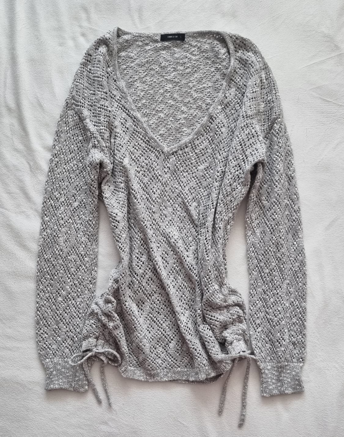 빈티지 모리걸 하구미 오리엔탈 그레이 셔링 니트 상품이미지1