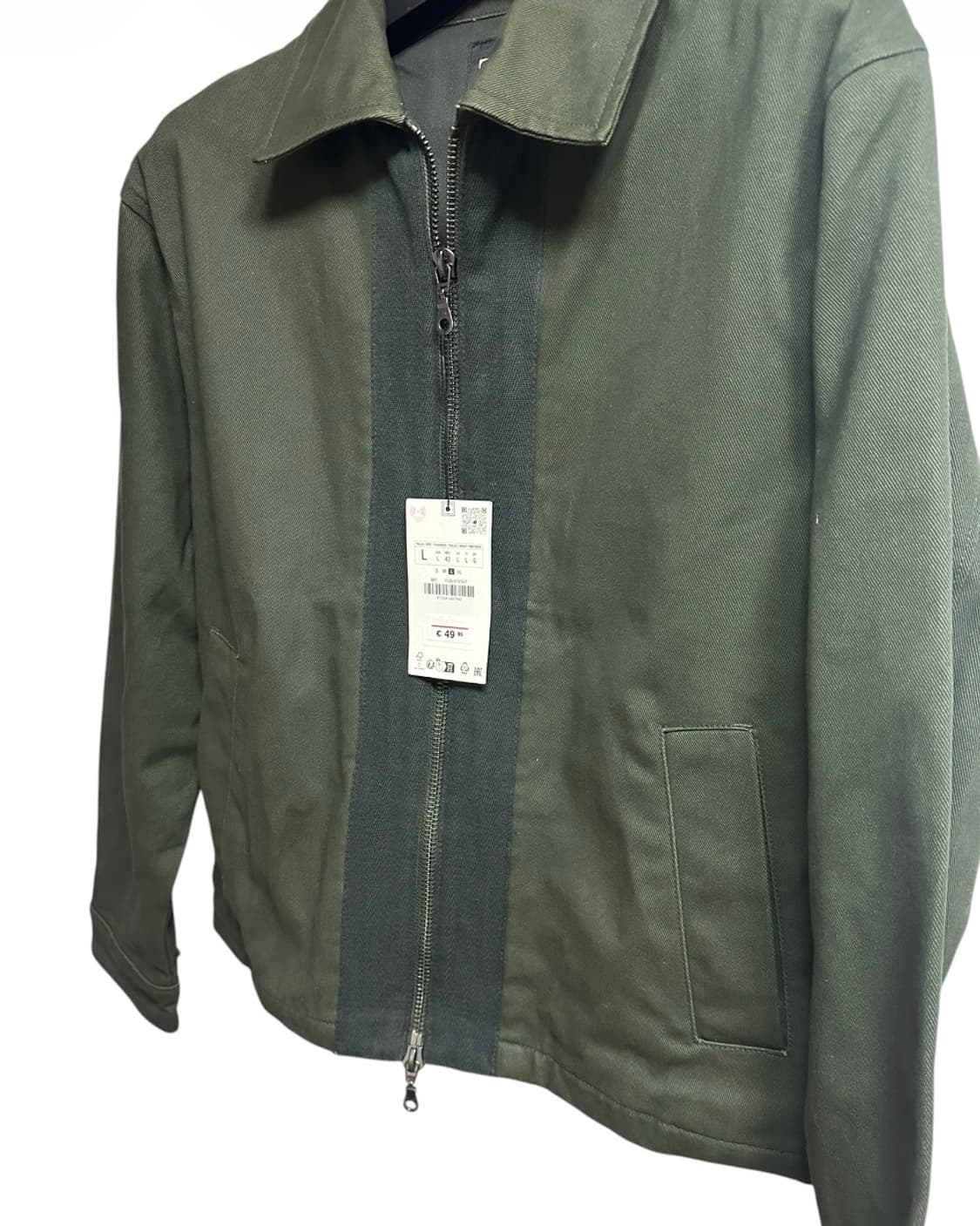 자라(ZARA) 유럽판 다크올리브 집업 헤비코튼 자켓 L 새상품 상품이미지4