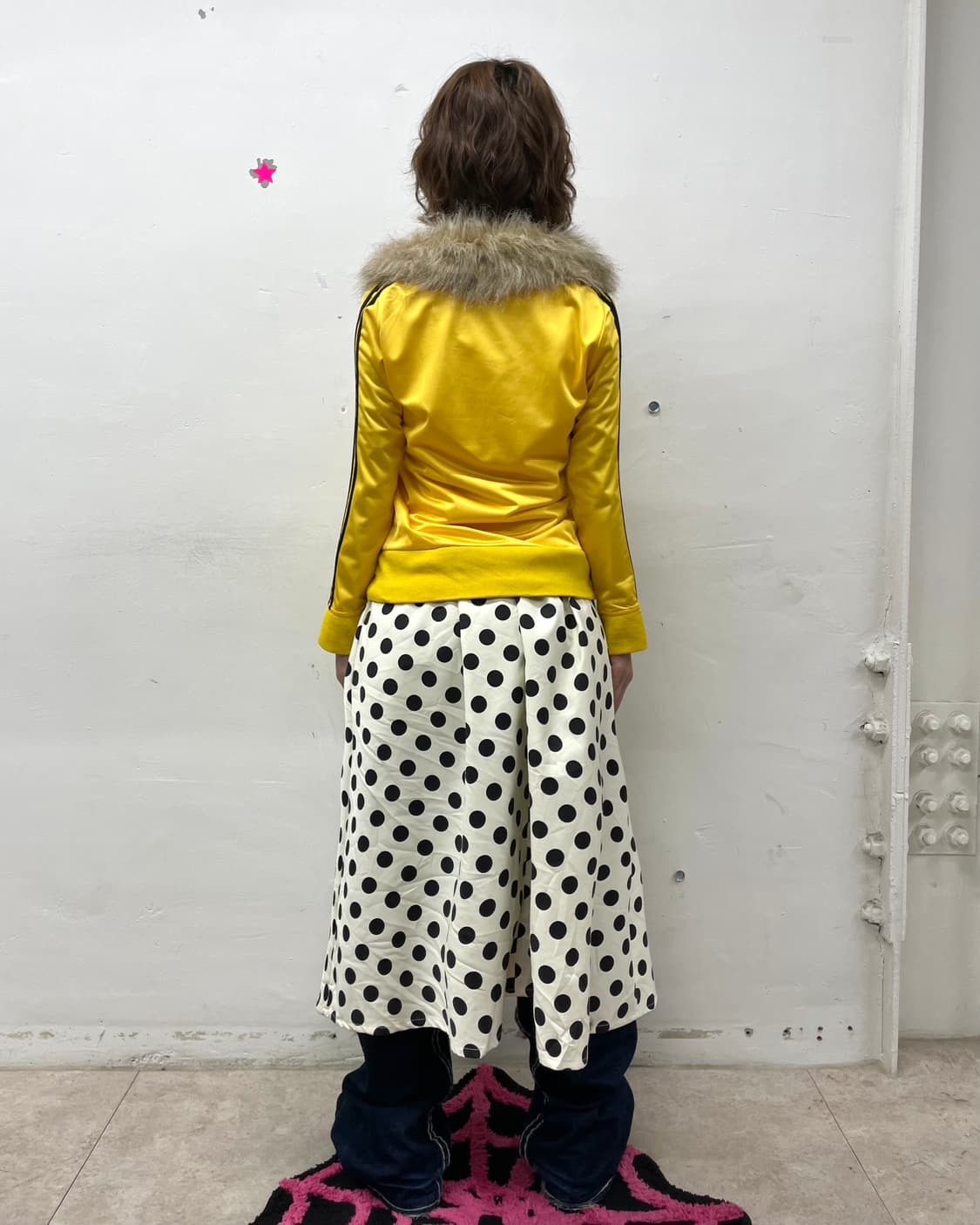 Retro Star Glossy Yellow Fur Track Top 상품이미지7