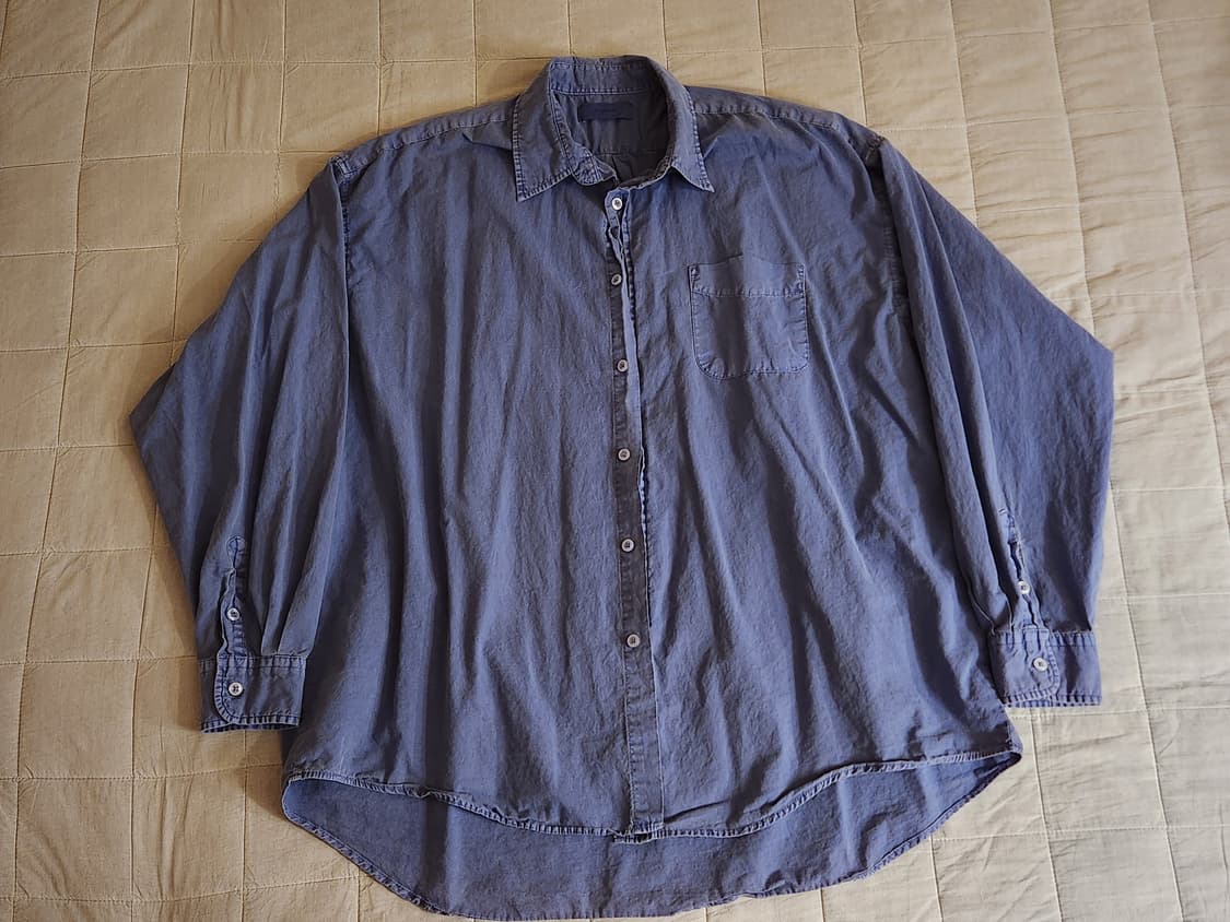 자비노 다잉 피그먼트 오버핏 셔츠 블루 상품이미지2