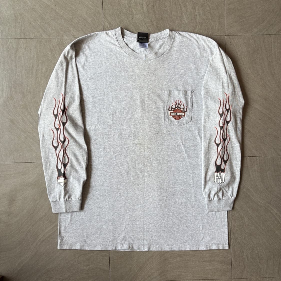 할리데이비슨 미국 생산 그레이 플레임 긴팔 티셔츠 상품이미지1