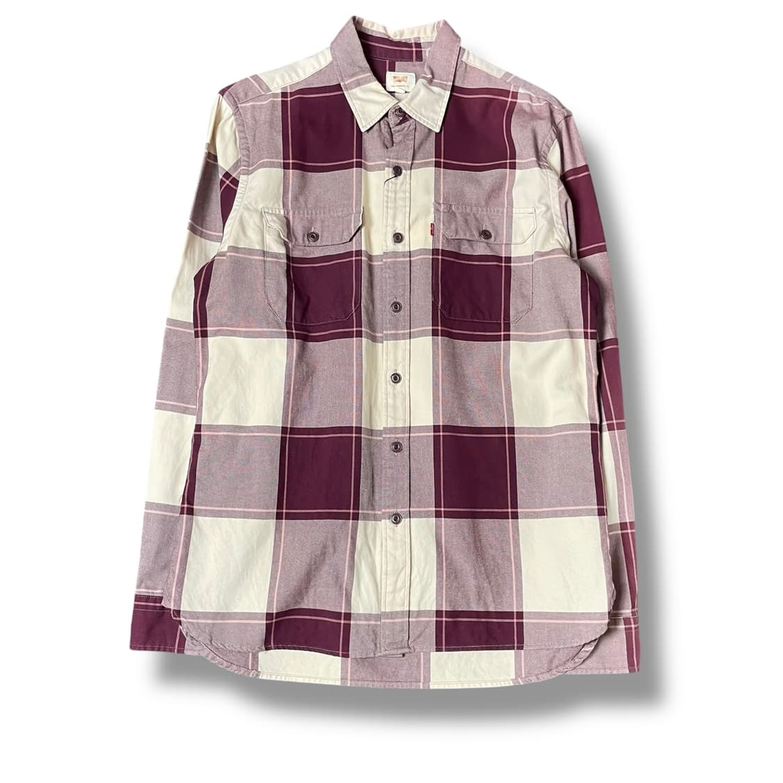 리바이스 아이보리 버건디 체크 투포켓 체크셔츠 M 상품이미지1