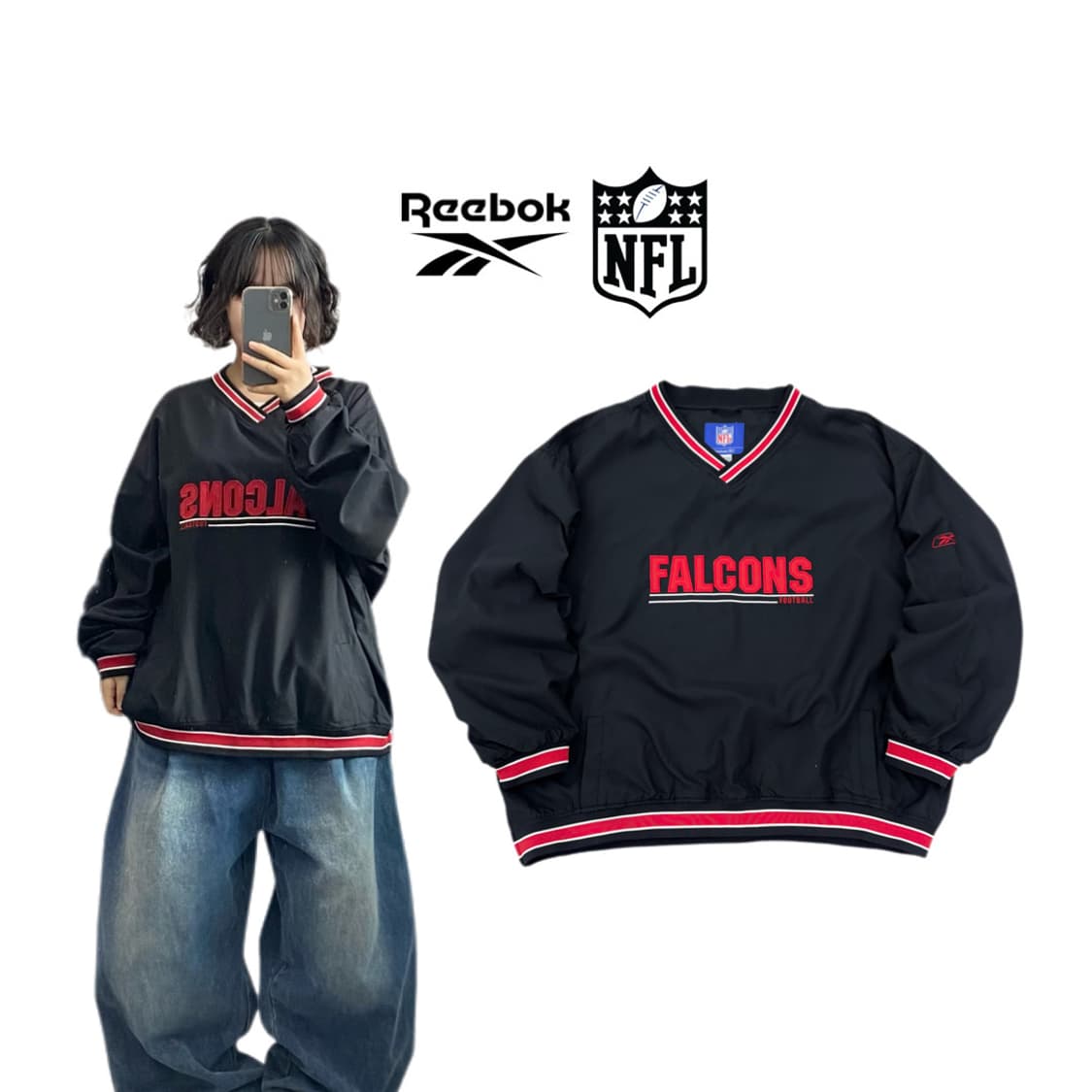 리복 X NFL 90s 팔콘스 블록코어 웜업 바람막이 상품이미지1