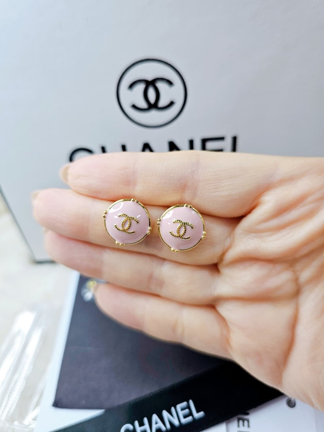빈티지 샤넬 핑크 업사이클링 이어링 상품이미지5
