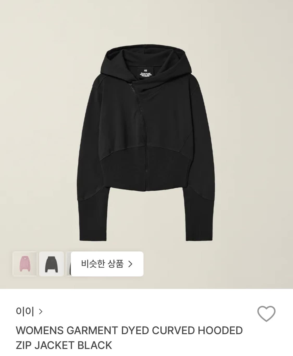 이이 누마레 CURVED HOODED ZIP JACKET BLACK 상품이미지1
