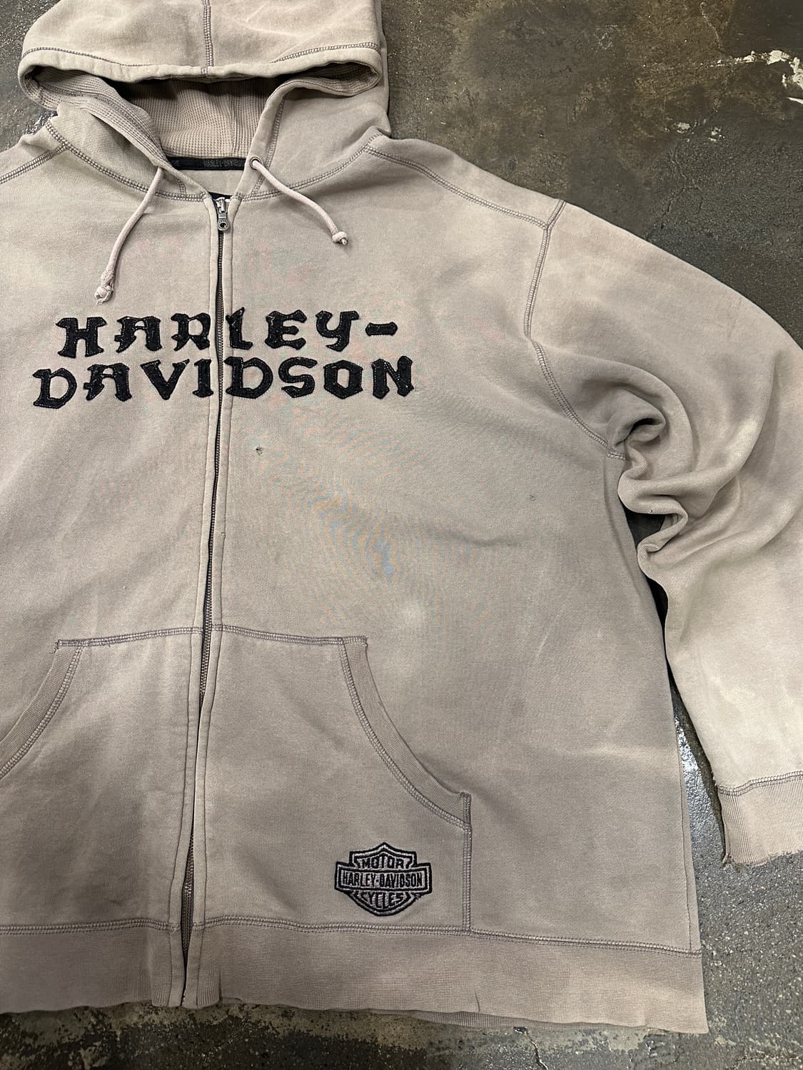 할리데이비슨 데미지드 후드 집업 XXL 상품이미지5