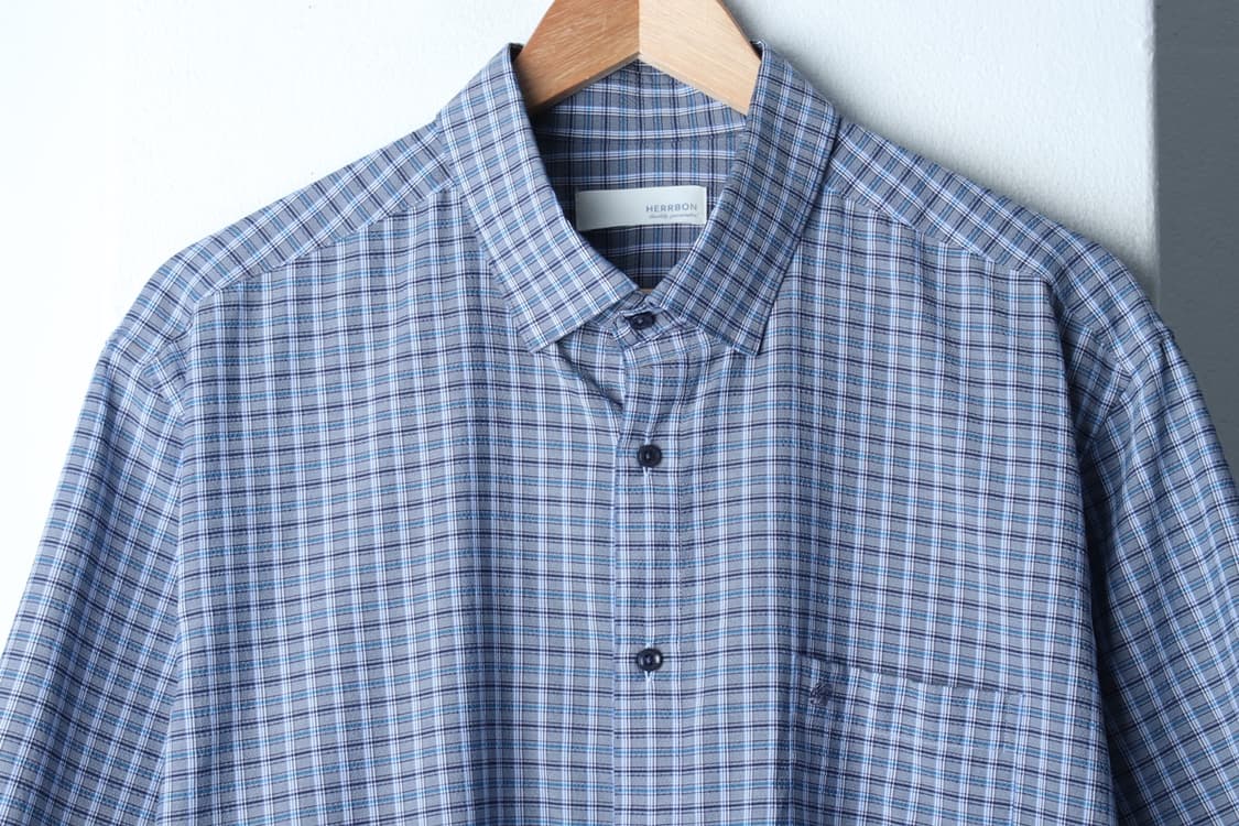 (2XL) 에르본 반팔 카라 티셔츠 셔츠 남방 빅사이즈 체크-H32208 상품이미지3