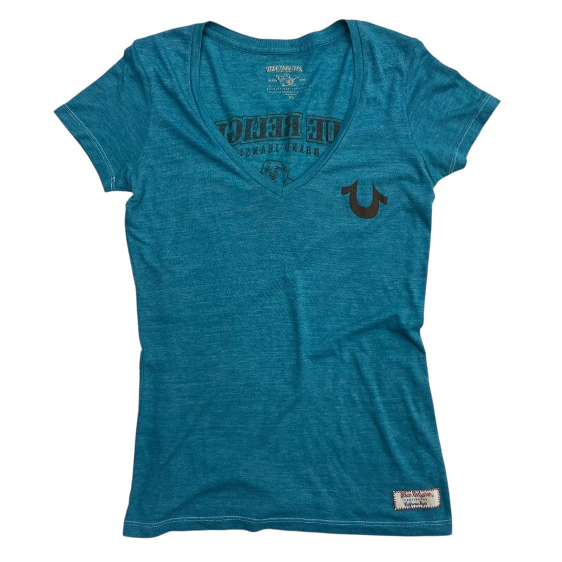 트루릴리젼 딱붙핏 블루 브이 반팔 XS 상품이미지3