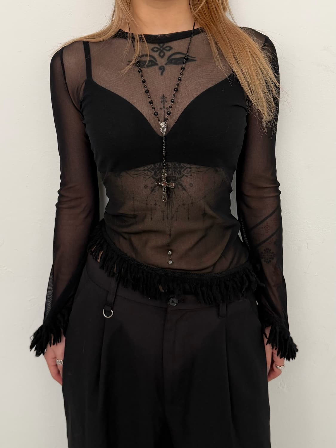 Jean Paul Gaultier 프린지 메쉬탑 상품이미지3