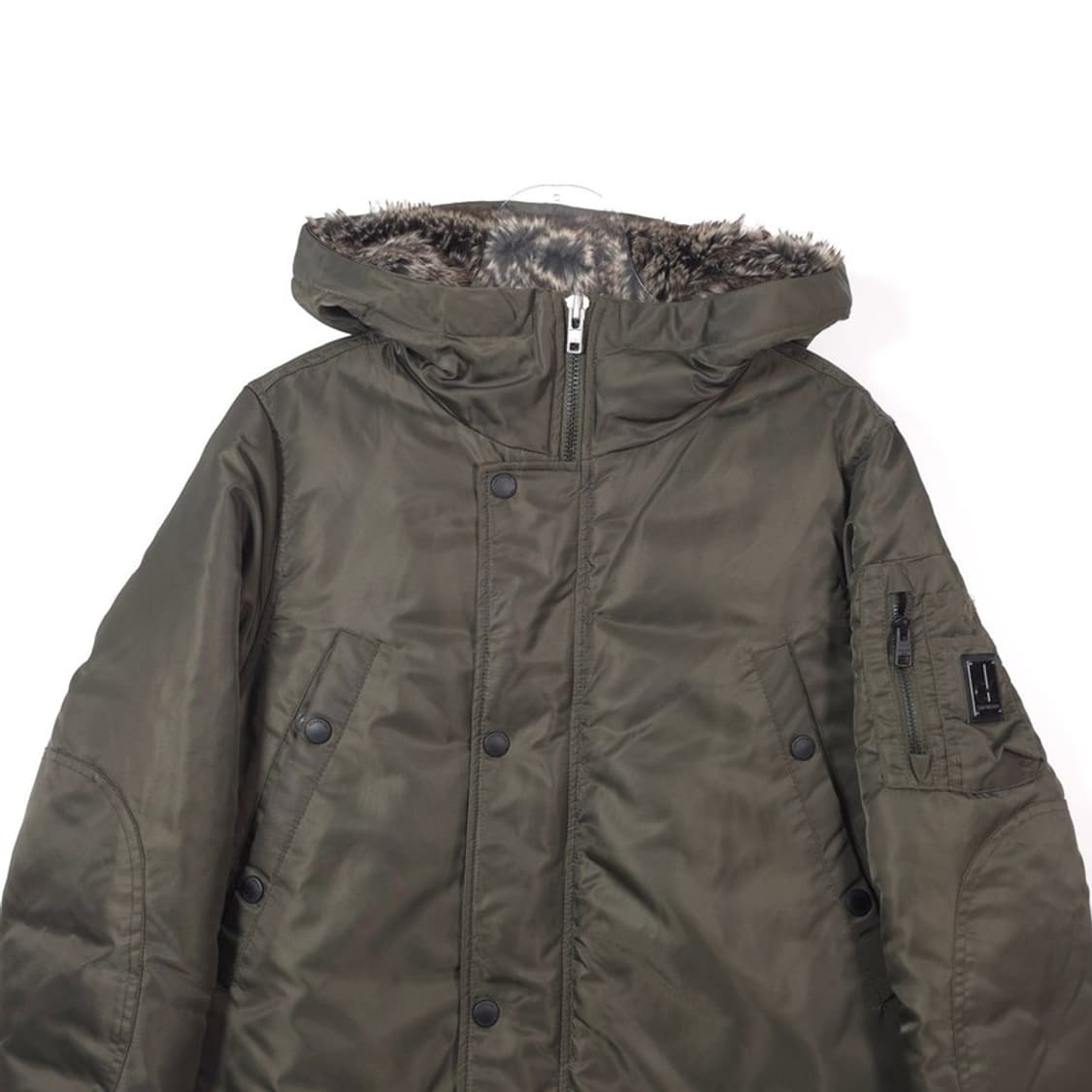 캘빈클라인 진스 퍼안감 다운 롱패딩 카키 S 상품이미지3