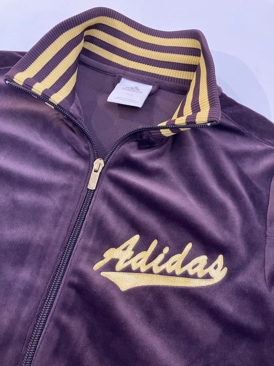 아디다스 y2k 딱붙핏 벨루어 벨벳 져지 퍼플 브라운 상품이미지2