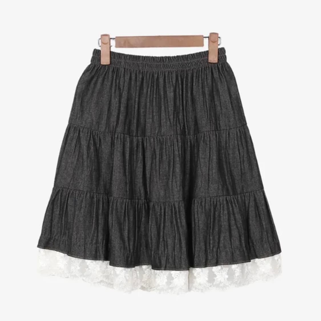 모리 스커트 데님 레이스 캉캉 빈티지 에이블리 지그재그 빈티지 히메카지 상품이미지3