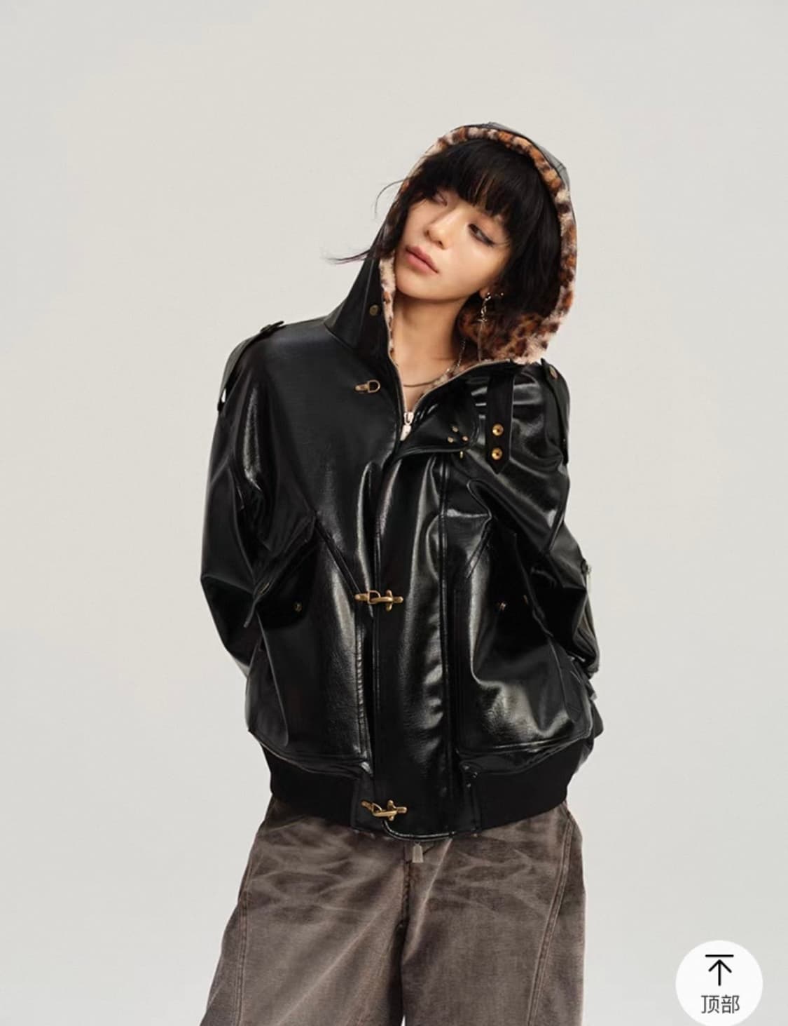 shop cor 샵코르cest nous 레오파드 레더자켓 테스트매커니즘 상품이미지8