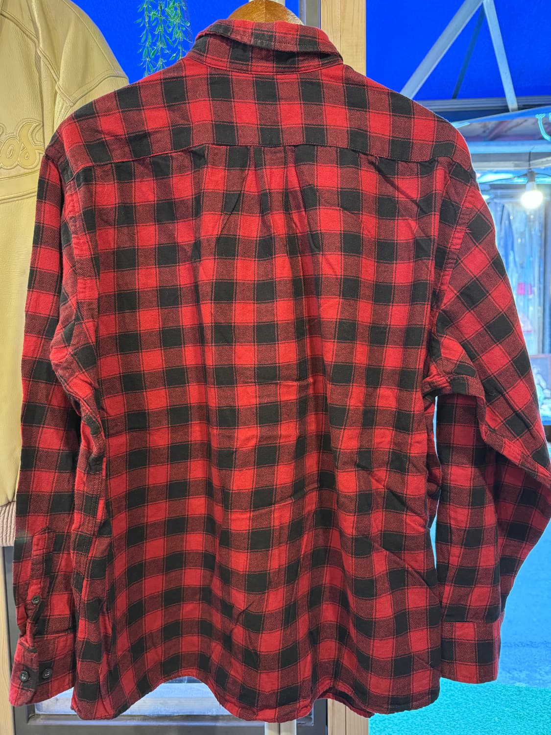 빈티지 레드 플란넬 체크셔츠 상품이미지3