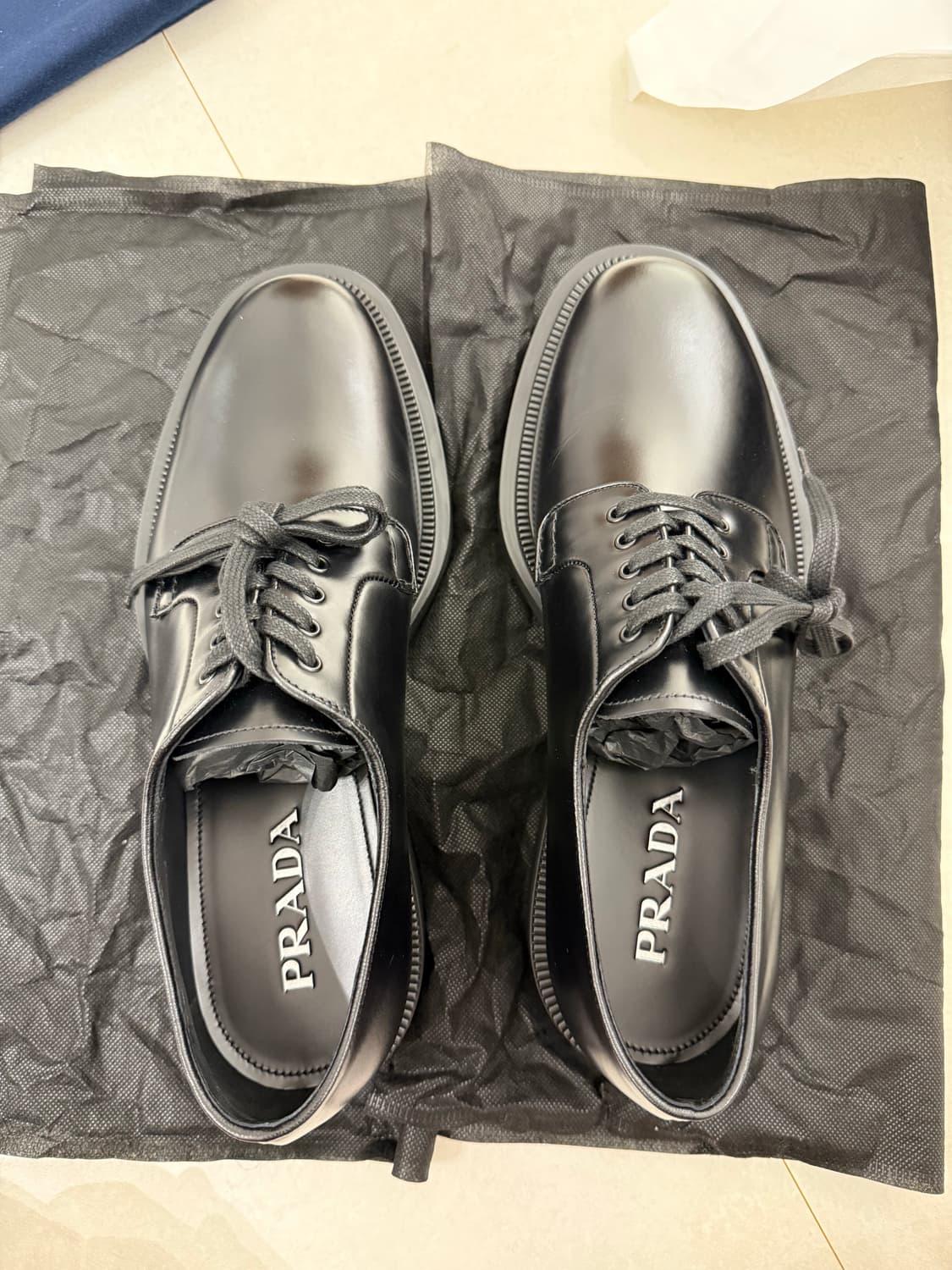 (새제품) PRADA 프라다 브러쉬드 가죽 더비 슈즈 상품이미지7