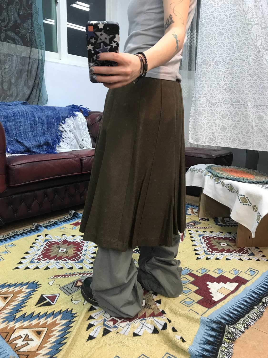 빈티지 여성 브라운 미디스커트 (Z992) 상품이미지2