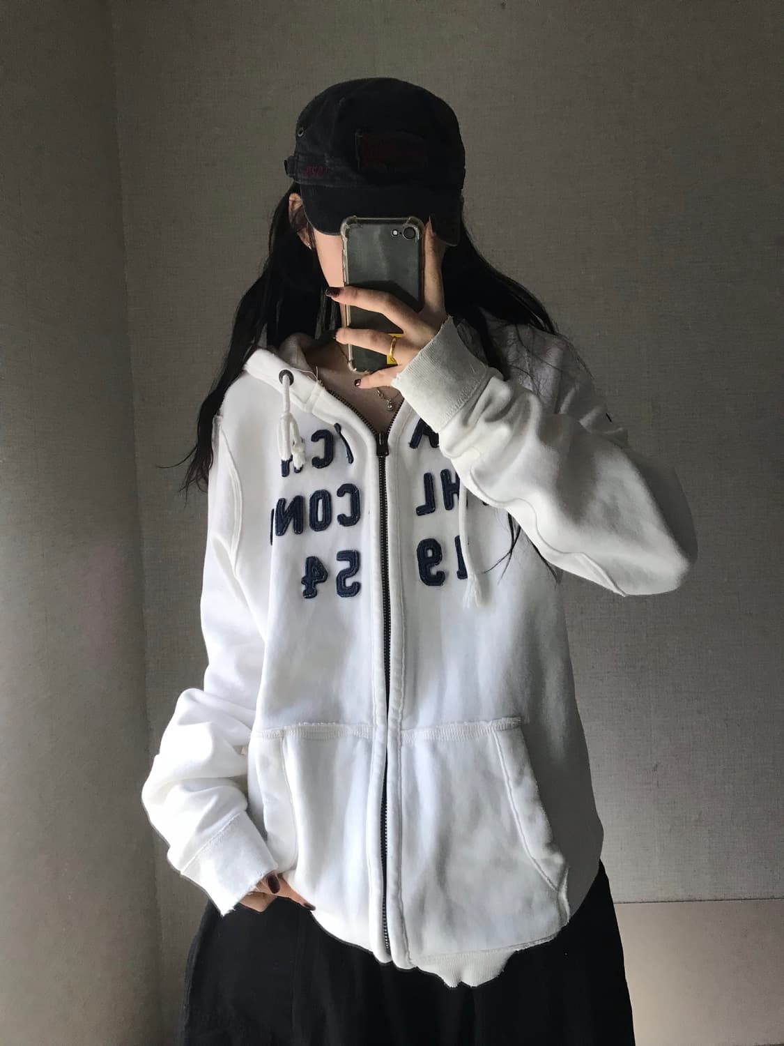 아베크롬비 화이트 오버핏 후드집업 상품이미지2