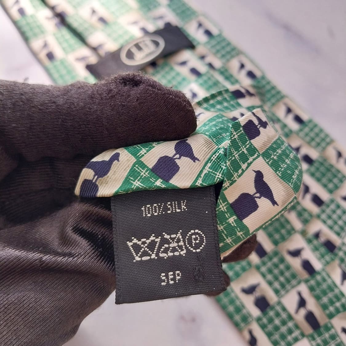 던힐 실크 그린 새 패턴 체크 넥타이 9.8cm A등급 K1899
 상품이미지10