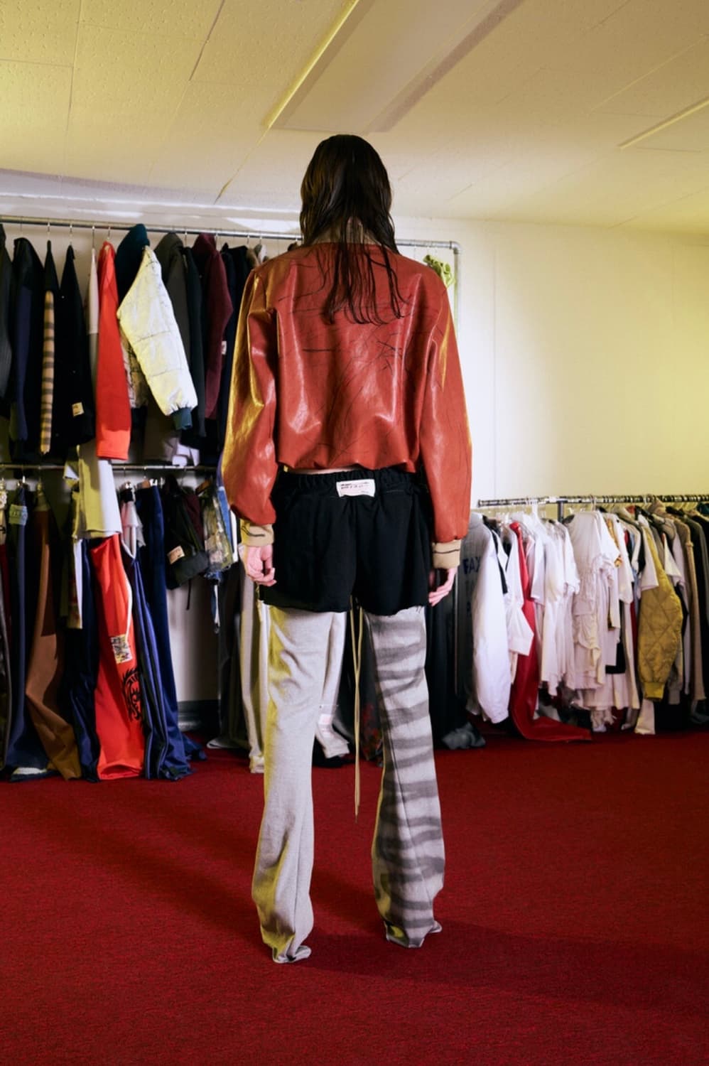 Brown Leather Zip-Up Jacket with P-Pocke 상품이미지4