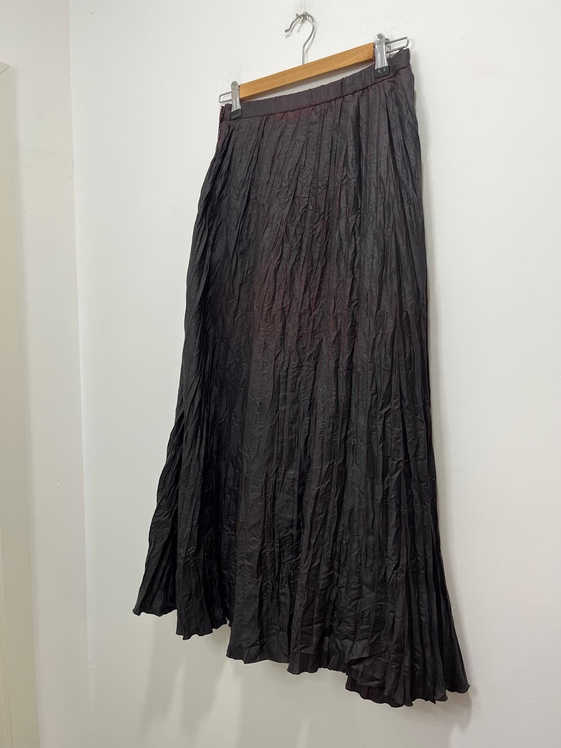 일본빈티지 고스룩 락펑크 블랙버건디 링클 롱스커트 상품이미지7