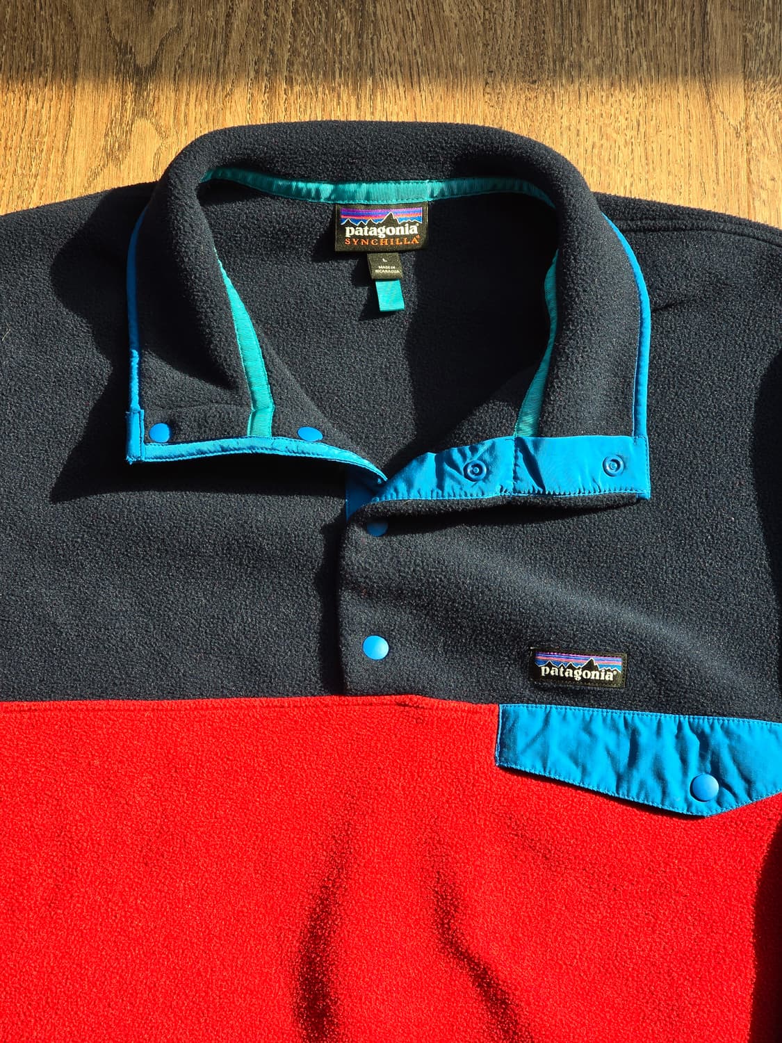 빈티지 파타고니아 신칠라 스냅티 투톤 레드 네이비 L 상품이미지1