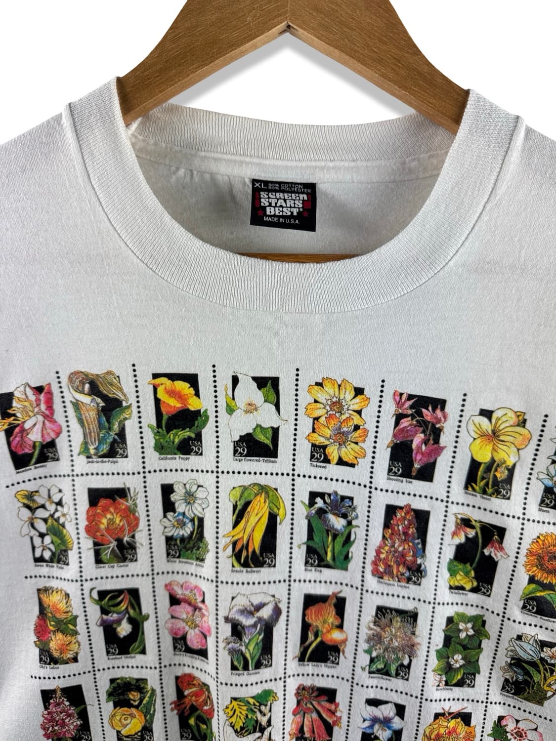 90S 미국생산 싱글스티치 플라워우표 티셔츠2661 상품이미지3